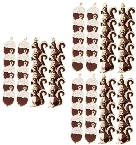 NUOBESTY 60stücke Süße Eichhörnchen Und Kiefernzapfen Charms Für Schmuck Für Armbänder Und Schlüsselanhänger Tieraccessoires Für Kreative Bastelprojekte