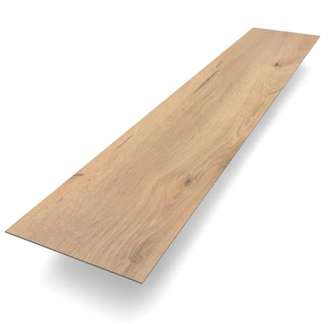 Vinylboden Klebevinyl Eiche Wangerooge | Braun Holzoptik | 100% wasserfest | 1219 x 228 x 2,5 mm | Paket mit 3,3 m² | Fußbodenheizung geeignet | Vinyl zum Kleben | Sehr fußwarm | Bodenglück