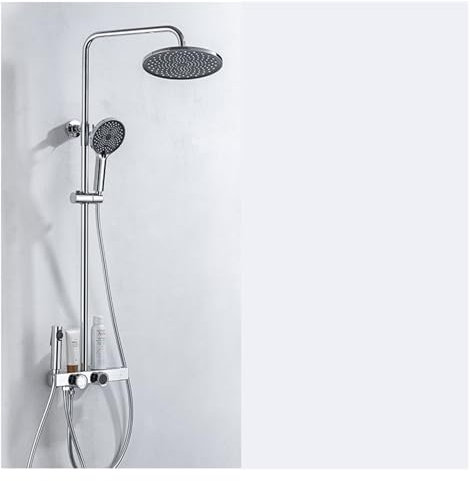 1 Uds. Grifo termostático/ducha caliente y fría, grifo de ducha negro for baño, grifo con pantalla, grifo giratorio for bañera redondo (Color : Chrome thermostatic)