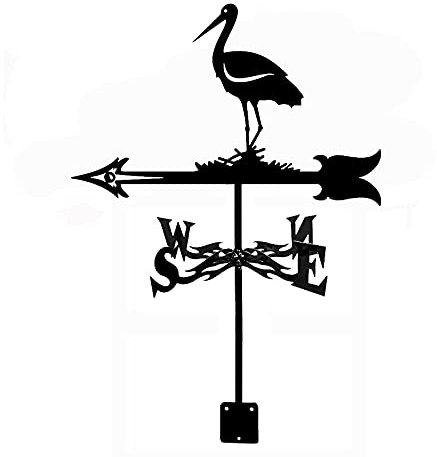 Generic Girouette Cigogne Sculpture Girouette Indicateur en Acier Inoxydable pour Décoration de Jardin