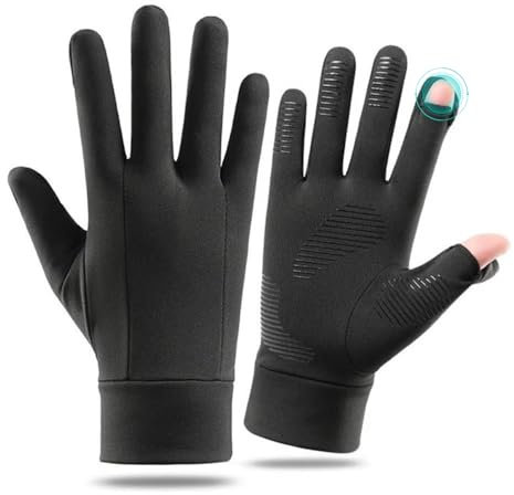Dresmannst Touchscreen Handschuhe Herren Damen, Outdoor Warme Winterhandschuhe, rutschfest Winddichte Fahrradhandschuhe, Dünnes Thermo Futter Laufhandschuhe, Leichte Sporthandschuhe (Schwarz, XL)