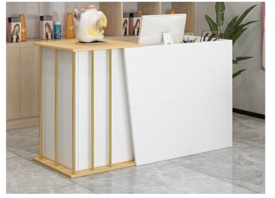 Mostrador De Recepción,Mesa De Recepción con Cajón Cerradura,Gabinete De Cajero Estilo Mármol,Mueble Recepción Mostradores para Tiendas,salones de belleza, tiendas de ropa y (Size:100x40x90cm,Color:B)