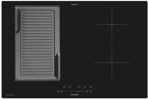 Oranier FlexX-Induktion KXI480 - Induktionskochfeld 80 cm mit Maxi- und Brückenfunktion & gerillte Grillplatte