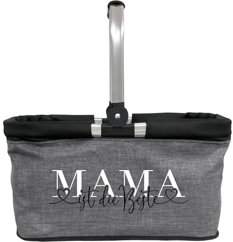 AMBERGER DESIGN by A&M Osterhage amd Personalisierter Einkaufskorb Mama ist die Beste oder Oma ist die Beste – leichter Filzkorb mit Wunschtext – Geschenk für Muttertag, Geburtstag