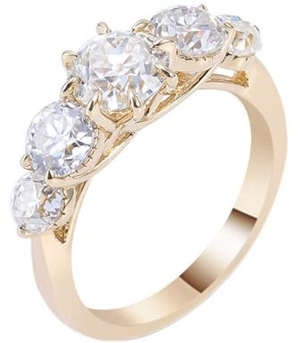 KnSam Gold 14K Au585 Trauringe Echtgold Schmuck, Klassiker Hochzeitsband mit Moissanit, Gelbgold 585 Bandringe, Gr.47 (15.0)