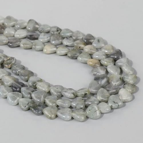 10 mm natürliche mehrfarbige Steinperle in Herzform, Tigerauge, Aventurin, Achat, lose Charm-Perlen zur Schmuckherstellung, DIY-Armband, 38 cm, Nr. 24, Labradorit, 10 mm, ca. 36 Stück