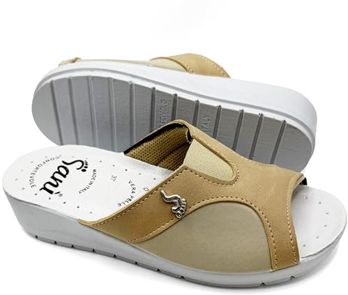 Ciabatta Donna Aperta Automodellante X Alluce Valgo Comfort Comode Traspiranti Pantofola Sanitaria Ospedale Casa Correttore (Beige, Sistema Taglie Calzature EU, Adulto, Donna, Numero, Media, 39)