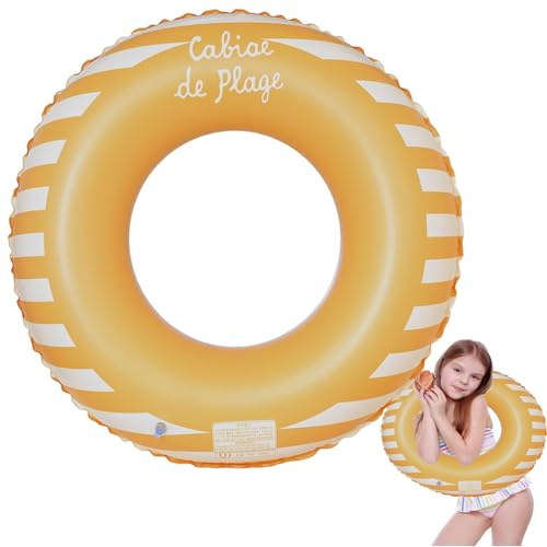 Anello di nuoto gonfiabile, Vintage a Righe Ciambella Salvagente Gonfiabile, Salvagente Adulti in PVC con Valvola d'Aria, Anelli Gonfiabili Piscina Galleggiante, Aiuto al Nuoto ﻿ (giallo-2)