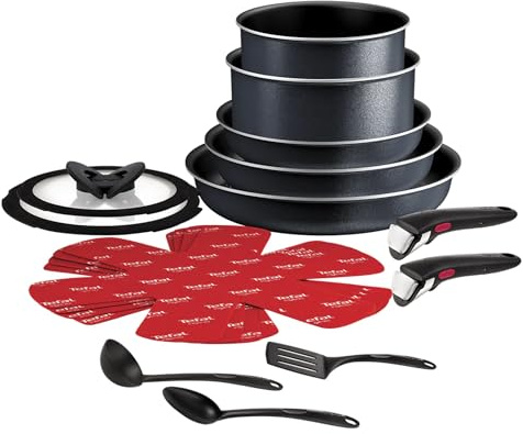 Tefal Ingenio So Light L7239642 16-Piece Non-stick Cookware Induction Pots & Pans Set, Black