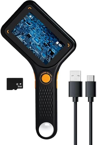 Microscopio digitale 500X con schermo IPS da 3 pollici, autofocus, 8 luci LED, slot per schede TF, lente d'ingrandimento portatile per monete, PCB, ispezione gioielli, progetti educativi, compatibile