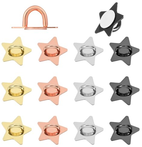12 Pcs Cell Phone Finger Ring, Adhesive Metal Phone Finger Grip Hook Star Cellphone Grip Loop Stand Cellphone Charm Hook for DIY Cellphones Case Pad Tablet Supplies (Four Colors)