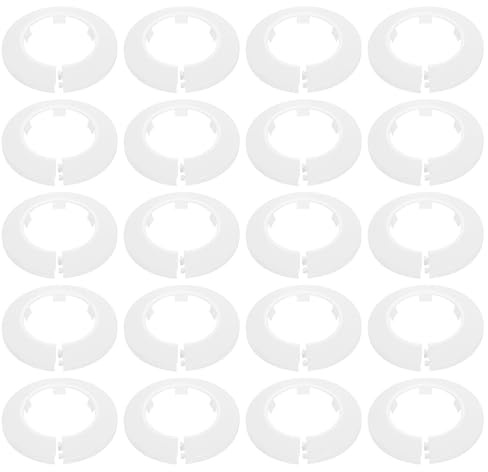 sourcing map 20pcs Flange Pipe Cover Decoration 1.97 (50mm) Plastic Clip-on Wall Hole Cover Under Sink Pipe Radiator Escutcheon Collar for Bathroom Kitchen Toilet, White