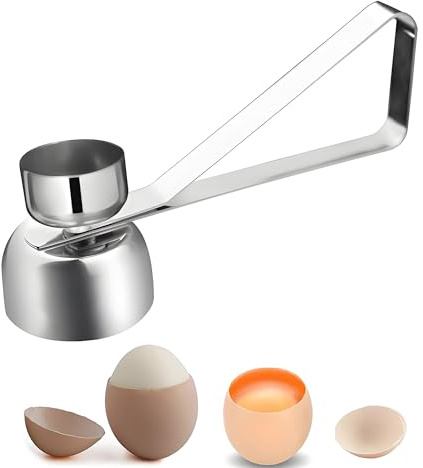 CHENNAN® Craquelier d'oeuf Topper de Coquille D'œuf Oeufs à la coque Cutter Topper Oeuf Top Remover Acier inoxydable toqueur à oeuf pour Enlever les Coquilles D'oeufs Crus Mous ou Durs (Argent 1)