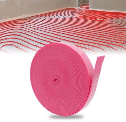 Randdämmstreifen selbstklebend 50 mm x 5 mm x 20 m – Dehnfugenband Estrich | Isolierende Estrichrandstreifen für Ausgleichsmasse, Randdämmung, Fußbodenheizung und Estrich, Rot
