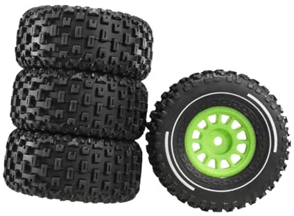 Set di 4 ruote di ricambio per auto radiocomandate, diametro 65 mm, accessori per auto giocattolo con attacco esagonale, verde