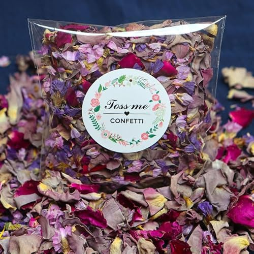 Biodegradable Wedding Confetti Petals – Eco-Friendly Dried Rose, Lavender & Chrysanthemum Mix – 5 Pre-Packed Bags of Natural Flower Petal Confetti for Toss, Aisles, Parties & Celebrations
