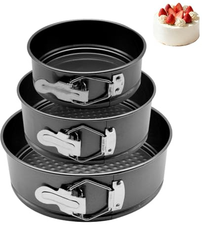 EUBSWA Springform rund 12/18/22 cm – 3 stycken kakformar med non-stick-beläggning för bakform, bakform, tårtform, kakformar