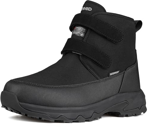 CENNID Botas de invierno impermeables para hombre, forradas, con cierre de , botas de nieve cálidas, Negro con dos, 47 EU