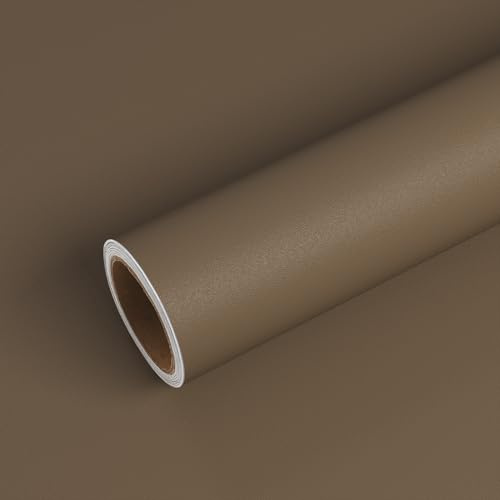 VEELIKE Klebefolie Braun Matt Möbelfolie Selbstklebende Tapete Vintage Braun Küchentapete Klebefolie Möbel Badezimmer Abwaschbare Tapeten Wohnzimmer Schlafzimmer Klebetapete Küche 40 cm × 300 cm