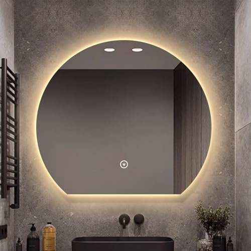 Xxbbyubo Demi-Cercle Miroir Anti-Buée de Salle de Bain 100cm, Miroir de Maquillage Intelligent LED Mural 90cm avec Interrupteur Tactile, 3 Couleurs de Lumière(Backlit,100cm/40inch)