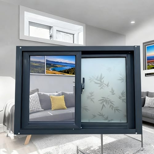 Kleine Schiebefenster, Kellerfenster, Aluminium-Ersatzfenster Horizontale Schiebe-Lüftungsfenster mit Glas und Fliegengittern, geeignet for Badezimmer und Garagen(40x60 cm)