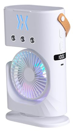 Ventilador de nebulización de mesa, pulverizador de agua portátil, enfriador de escritorio eléctrico, función de luz LED, dispositivo hidratante compacto para oficinas, hogar, trabajo al aire libre