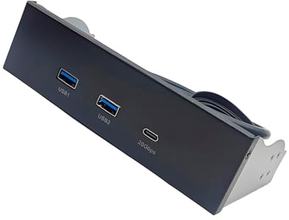 PINIHIKE 5.25Inch Disk Bay Panel USB3.2 Type C Adapter for PC Cases with Double USB a Port and Fast Speed Type C Port USB Expansion