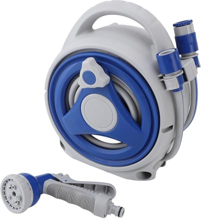 Ausla Avvolgitubo per Acqua da Giardino, Avvolgitubo Portatile Resistente Al Sole con Tubo dell'Acqua in PVC da 15 M e Ugello per Giardino e Giardinaggio Domestico | Resistente al sole, ugello incluso, per innaffiamento