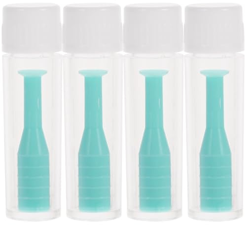 Alipis 4 Piezas Aplicador de Lentillas con Ventosa para Lentes Rígidas y Blandas, Herramienta de Silicona Antideslizante Verde con Botella para Viaje y Uso en Vacaciones