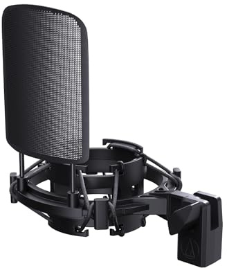 Studio Grade Shock Mount for AT2020 / AT2035 / AT2050 Mics Featuring Double Layer Isolation and Quickly Access Side Clip Shockproof Microphones Holder