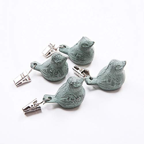 TentHome 4 x Tischdeckenbeschwerer Tischdeckengewichte Antik Gusseisen 'Vogel' Beschwerer für Tischdecke Gartentisch Tischtuchgewichte Tischtuchbommeln Grün | 4St. Gusseisen Tablecloth weights für Tischdecke Gartentisch Tischtuchgewichte Tischtuchbommeln