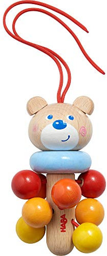HABA 305231 - Hängefigur Bär, Babyspielzeug für Babyschale, Spieltrainer, Kinderbett und Kinderwagen, Holzspielzeug ab 6 Monaten