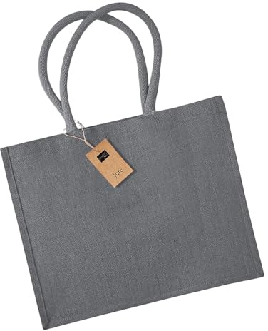Westford Mill Jute Classic Shopper (W407) - Ladies Tote Natural Handbag - Graphite Grey/Graphite Grey
