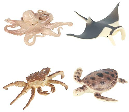 JOKFEICE Tierfiguren 4 Stück Realistische Kunststoff Mini Meer Tiere Figuren Set Beinhaltet Octopus Wissenschaft Projekt, Lernen Pädagogisches Spielzeug, Geburtstag Geschenk für Kinder Kleinkinder (B)