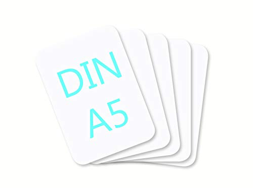 DIN A5 Blanko Papier Karton Karteikarten Set zum Selbstgestalten 300 g/m² Bastelkarton Kraftpapier runde Ecken weiß braun (weiß matt 350g/m², 50 Blatt)