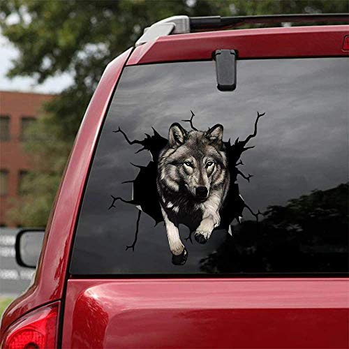 Ocean Gift Wolf Auto-Aufkleber, Wildtiere, Auto-Aufkleber, 2 Stück, realistische Wolfs-Aufkleber für Autofenster, Wände, Serie 3, Größe 20,3 x 20,3 cm