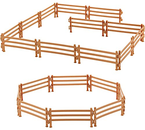 Sumind 40 Juguetes de Cerca de Granja Juguete de Valla de Plástico Miniatura Juguete Cerca de Corral Accesorios de Mini Cerca de Jardín para Niños Presente Educativo (Estilo Lindo, Marrón)