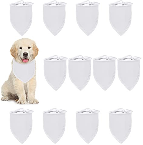 HACRAHO Blanko-Hundehalstücher, 12 Stück, weiß, für kleine und mittelgroße Hunde
