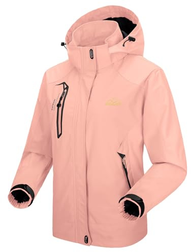 donhobo Damen Softshell Jacke Outdoor Funktionsjacke Freizeitjacke Leichte Wasserabweisend Winddichte Wandern Bergjacke Mantel mit Kapuze (Rosa, S)
