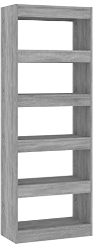 vidaXL Estantería/Divisor Espacios Armario Estante Separador Partición Pantalla de Privacidad Mueble Librería Contrachapada Gris Sonoma 60x30x166 cm