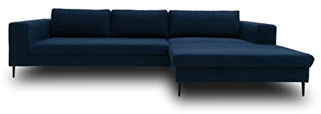 DOMO. collection Sofá esquinero Mendoza en Forma de L, Moderno sofá esquinero, sofá sin Suelo, Esquina, Esquina Acolchada, 244 x 173 x 83 cm, Color Azul