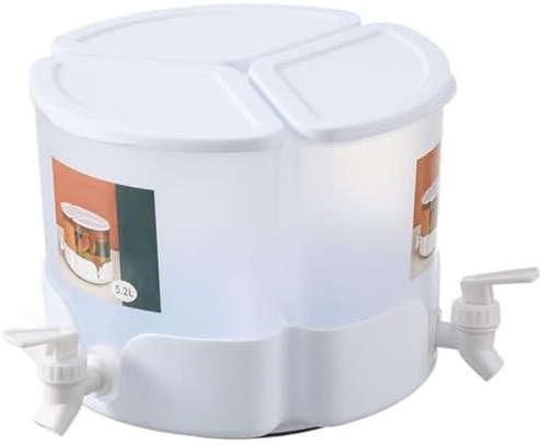MEETOZ Rotating Large Capacityre Frigerator Cold Kettle,Aguas Frescas Vitrolero Plastic Water Container,Great for Sun Tea, Iced Tea, Juice, Beer, Wine and Liquor