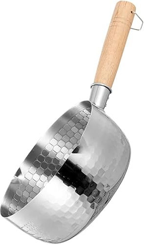 Food Grade 304 Stainless Steel Yukihira Pan, Traditional Japanese Saucepan with Wood Handle, Milk Sauce Pan for Ramen Tempura Milk (43X22X8.8CM)