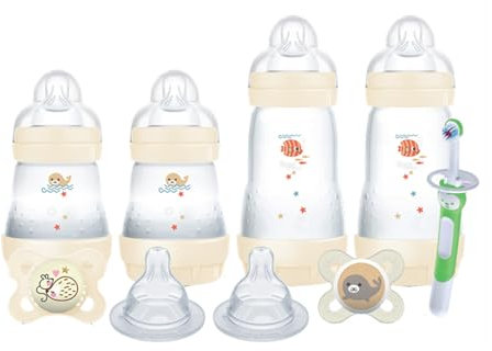 MAM Welcome Home Gift Set (9-Piece), Easy Start Anti-Colic Baby Bottles, Baby Pacifiers, Nipples, Training Toothbrush, Baby Shower Gifts