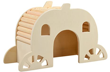 duvoplus, Maison en Bois avec Pont L - 22x7,8x13cm Brun, en Bois de qualité, Stimule l'instinct Naturel de rongement, des Heures de Plaisir à Jouer et Grimper, pour Petits rongeurs