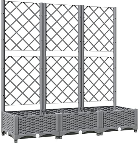 vidaXL Pflanzkübel mit Rankgitter Hellgrau 120x40x121,5 cm PP