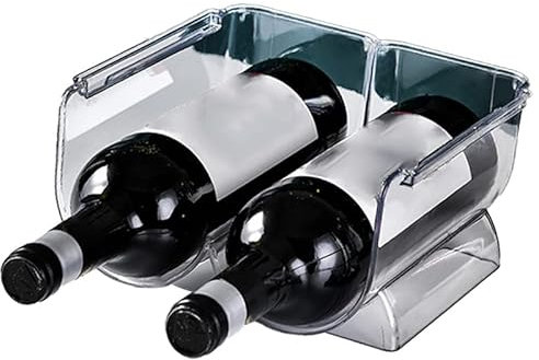 Wine Organizer, Stackable Wine Storage Rack Stacking Wine Organizer for Fridge Transparent Water Bear Bottle Holder Rack Kitchen Storage Organizer for Champagne (Transparent)