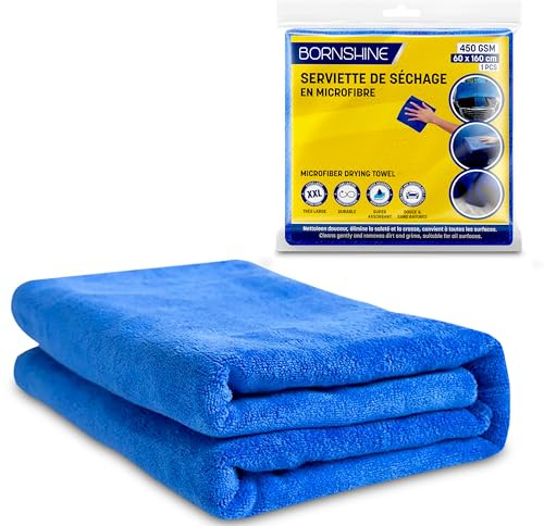 BORNSHINE 160 * 60cm XXL mikrofaser trockentücher Auto trockentuch Tuch zum trocknen Lappen autotuch mikrofasertuch groß autotrockentuch aus mikrofaser Kratzfest Polieren Keine Wasserflecken 450 GSM