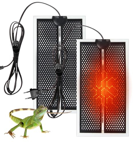 SPORWAY Tapis chauffant pour reptile 2 pièces, Tapis chauffant pour terrarium, Coussin chauffant réglable pour reptiles avec régulateur de température pour reptiles, tortues, serpents, lézards, geckos