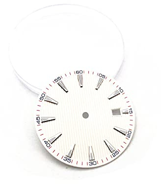 ZEZEFUFU Actualización 33.5MM Reloj Dial Movimiento Automático Fecha Ventana Parte Para NH35/NH35A, blanco